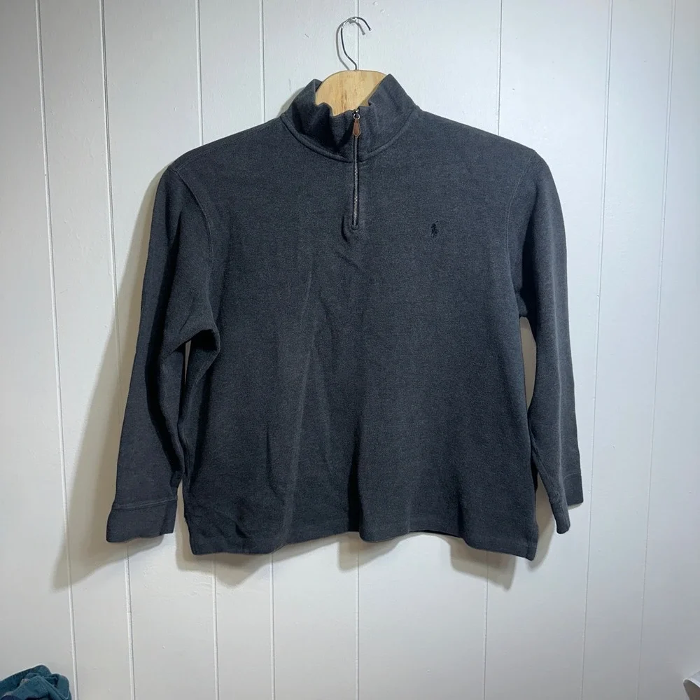 Polo Ralph Lauren Mens‎ XXL Charcoal Gray 1/4 Zip Cotton Knit Pullover Sweater